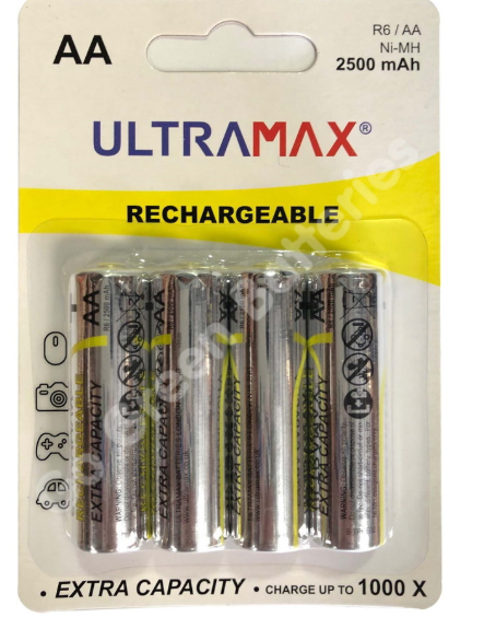 ULTRAMAX AA Rechargeable Batteries 4 Pack 